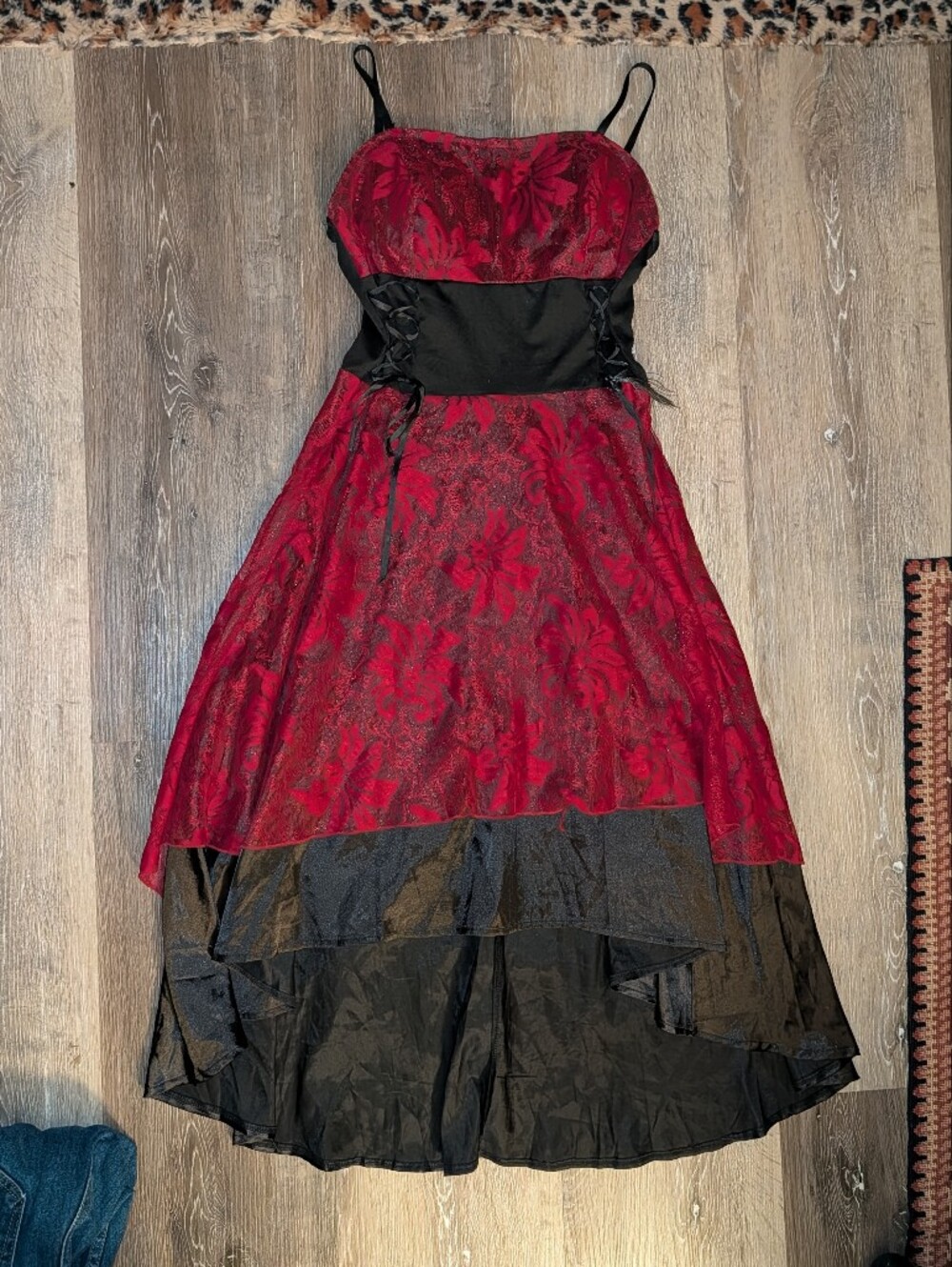 Red Gothic Fairy Dress w/ Lace Corset Top